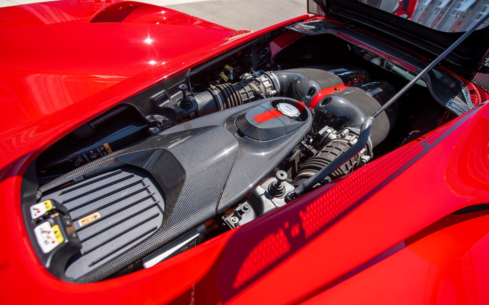 A view of a Ferrari F154FA V8 Hybrid engine