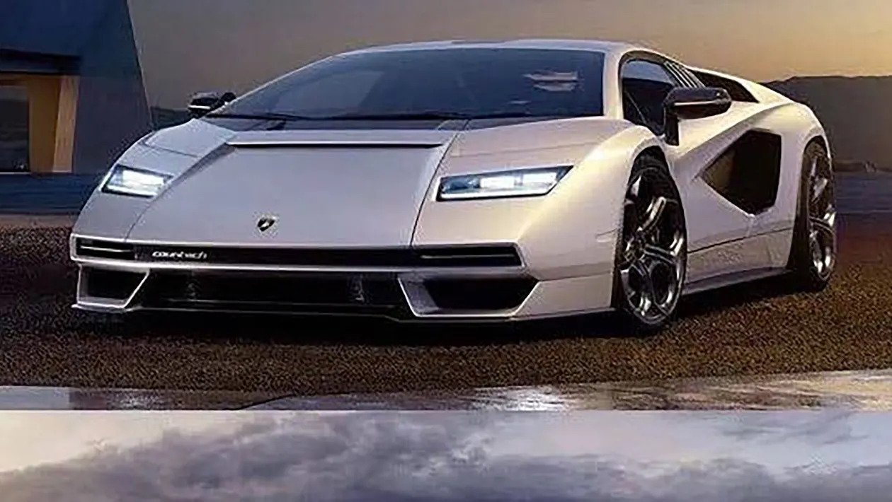 a front image of a leaked photo on the 2021 Lamborghini Countach