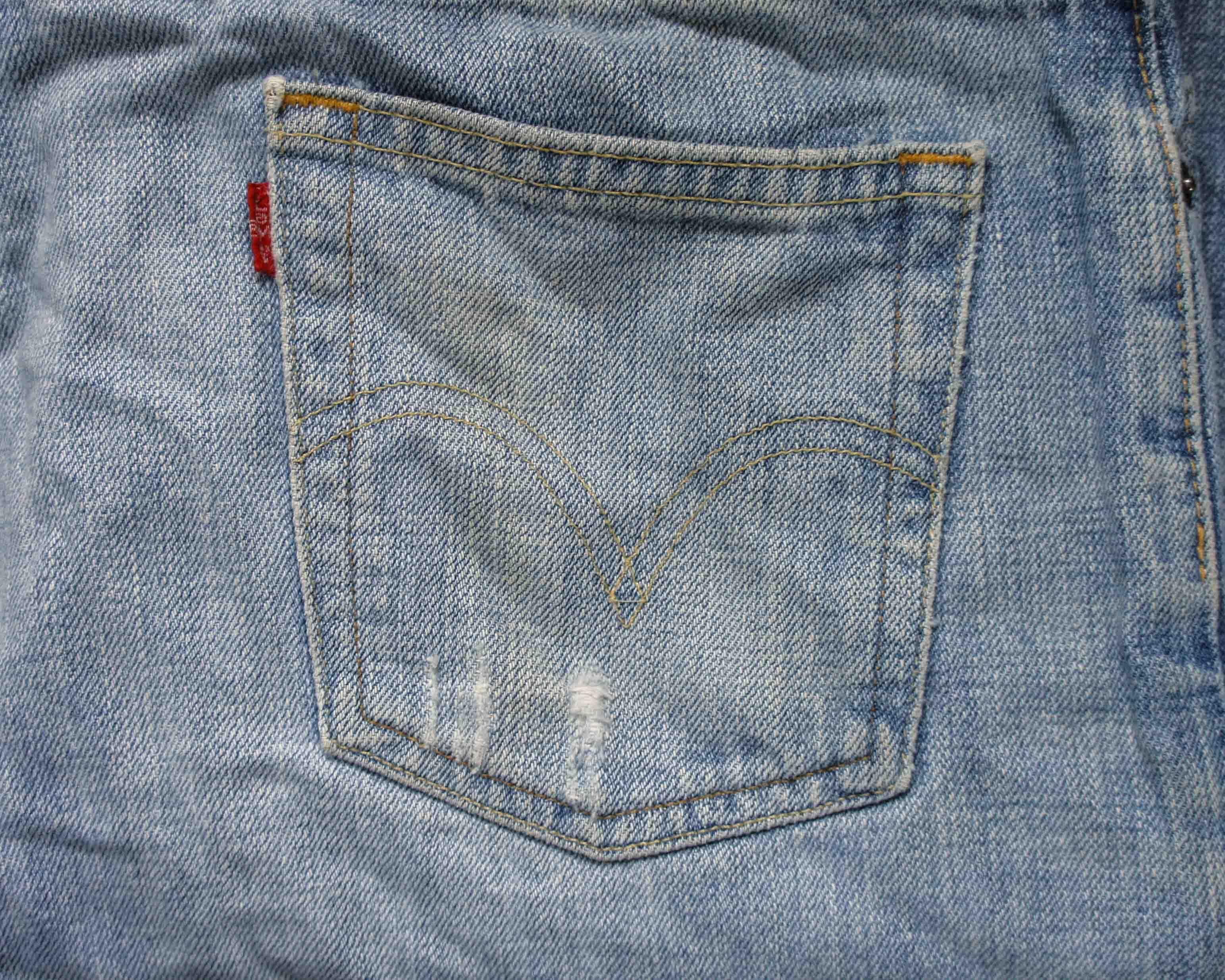 The back pocket on a pair of Levi's Jeans.