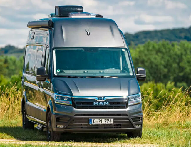 This 4-Wheel-Drive Camper Van Is a Luxurious, Motorcycle-Hauling Land Yacht