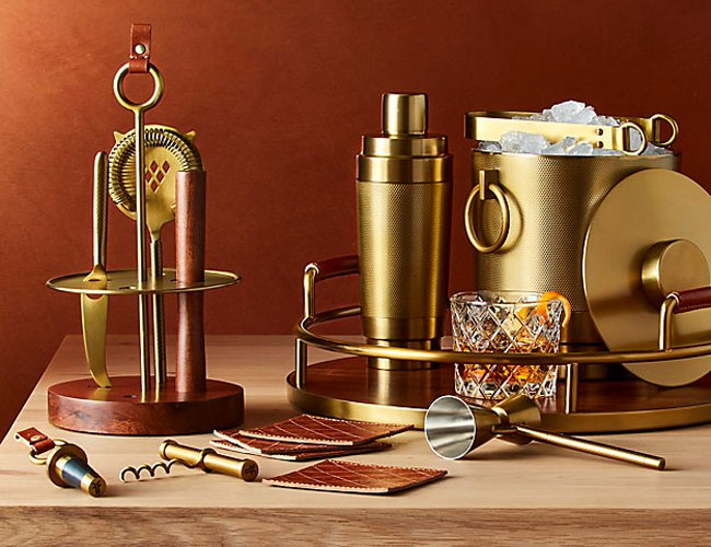 Frye Teams Up with Crate&Barrel for a Home Bar Collection Full of Leather and Brass